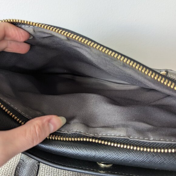 LANCASTER Paris Black & Grey Adeline Genuine Leather Bag with Shoulder Strap - Picture 7 of 16